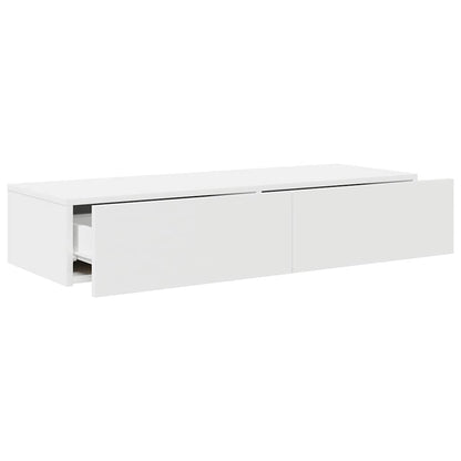 vidaXL Wandregal mit Schubladen Weiß 100x36x19 cm Holzwerkstoff