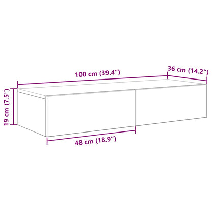 vidaXL Wandregal mit Schubladen Weiß 100x36x19 cm Holzwerkstoff