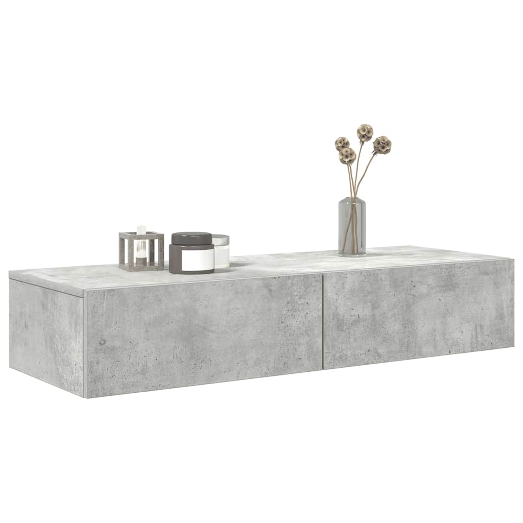 vidaXL Étagère murale avec tiroirs gris béton 100x36x19 cm Bois d'ingénierie