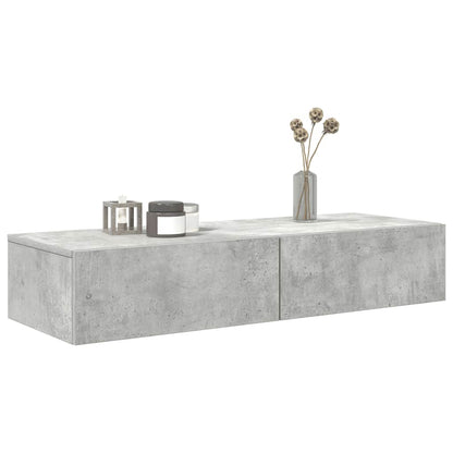 vidaXL Étagère murale avec tiroirs gris béton 100x36x19 cm Bois d'ingénierie