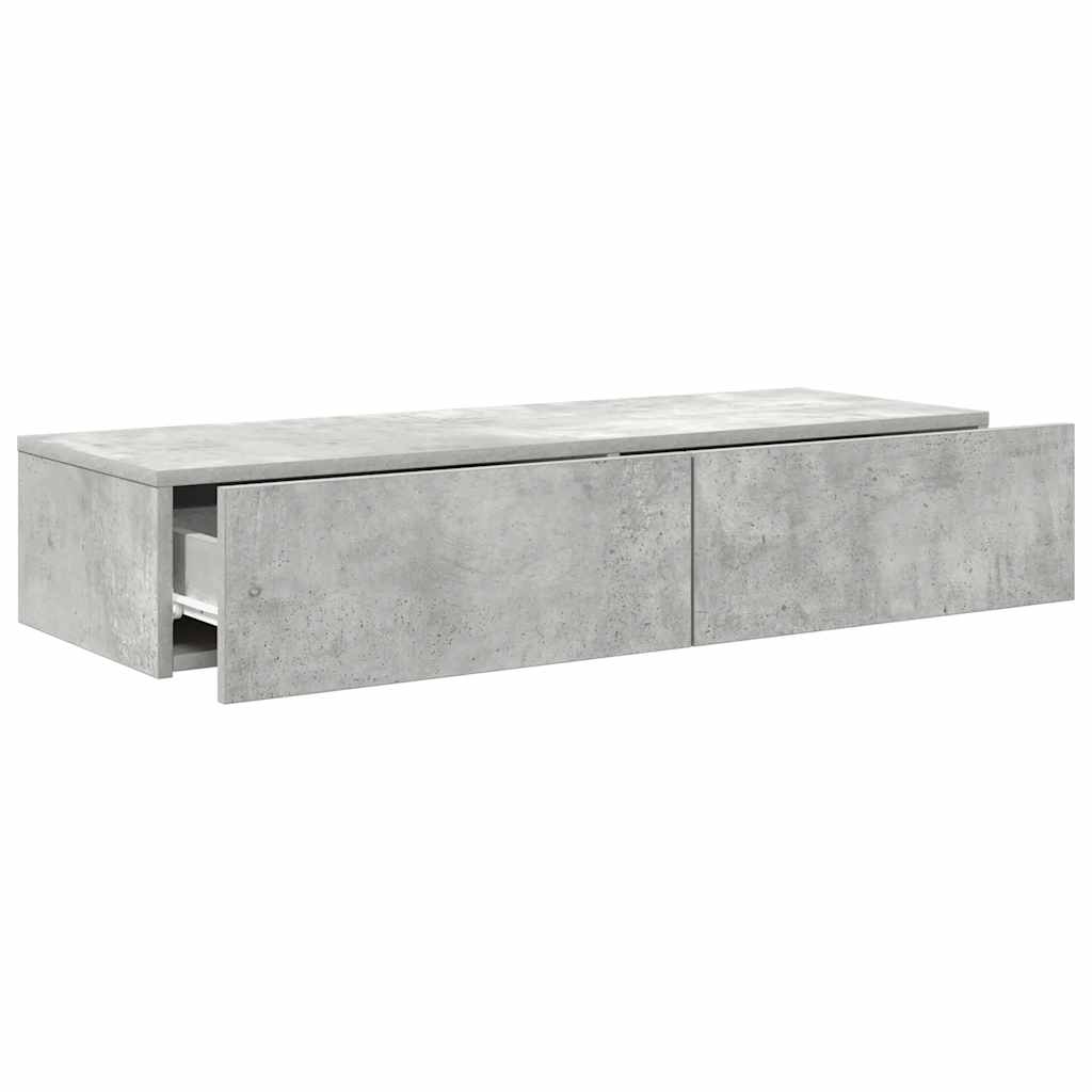 vidaXL Étagère murale avec tiroirs gris béton 100x36x19 cm Bois d'ingénierie