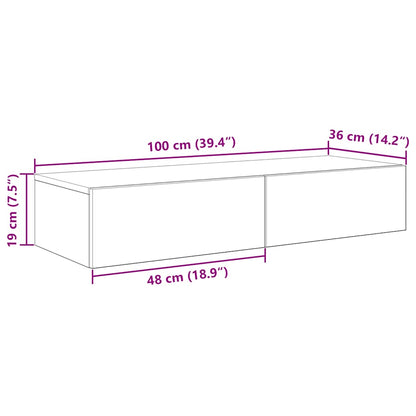 vidaXL Étagère murale avec tiroirs gris béton 100x36x19 cm Bois d'ingénierie
