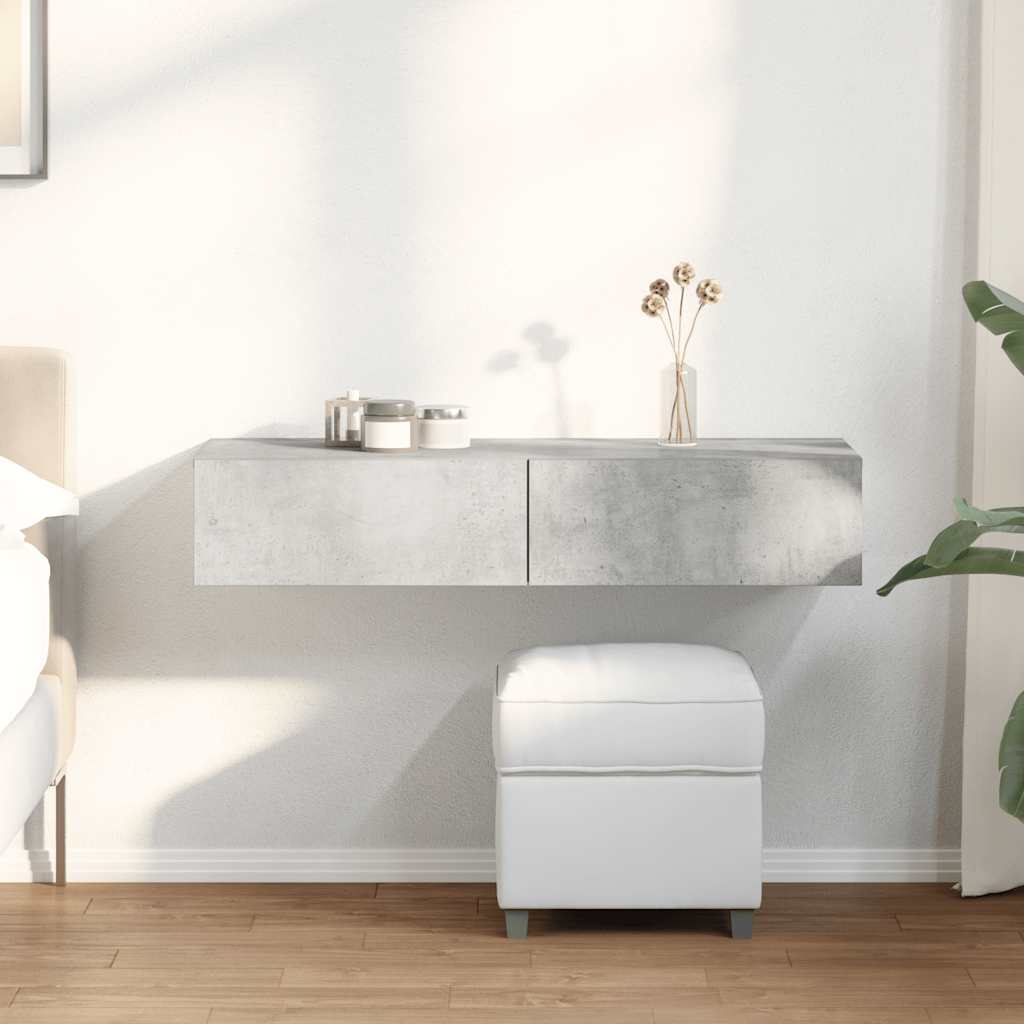vidaXL Étagère murale avec tiroirs gris béton 100x36x19 cm Bois d'ingénierie