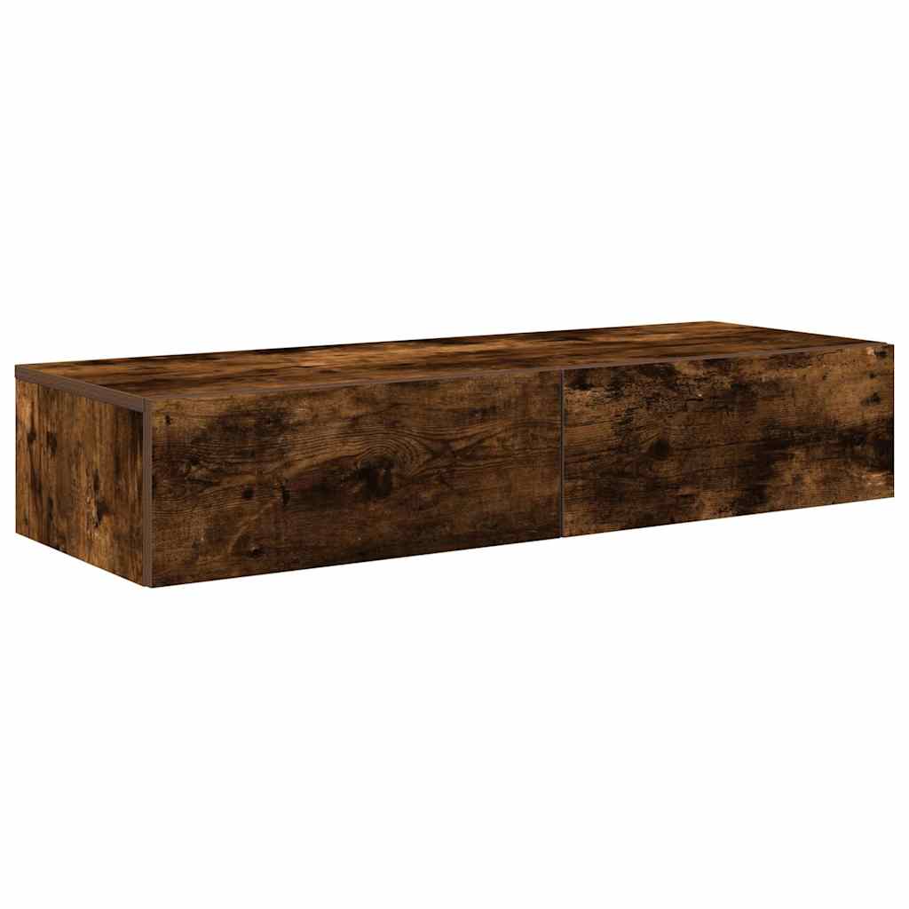 vidaXL Wandregal mit Schubladen Räuchereiche 100x36x19cm Holzwerkstoff