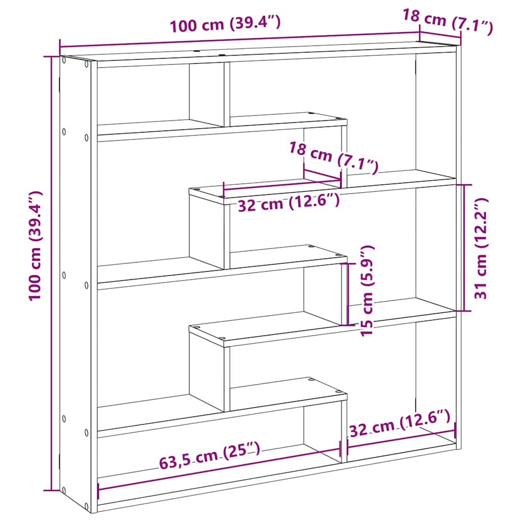vidaXL Étagère cube 7 compartiments chêne Sonoma bois d'ingénierie