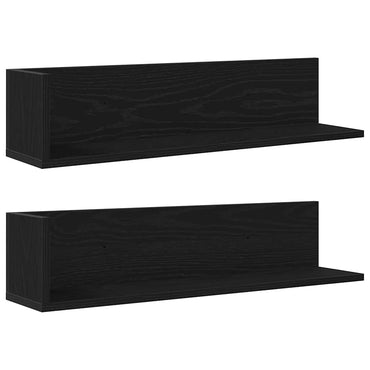vidaXL Étagères murales 2 pcs Noir 75x16,5x16,5 cm Bois d'ingénierie