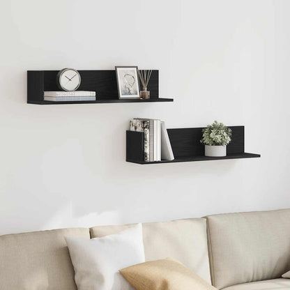 vidaXL Étagères murales 2 pcs Noir 75x16,5x16,5 cm Bois d'ingénierie
