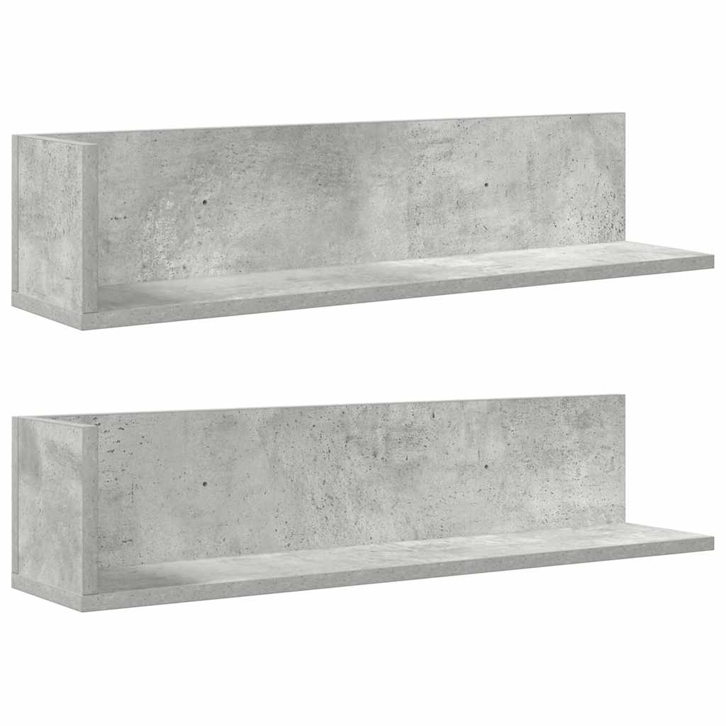 vidaXL Étagères murales 2 pcs Gris béton 75x16,5x16,5 cm Bois d'ingénierie