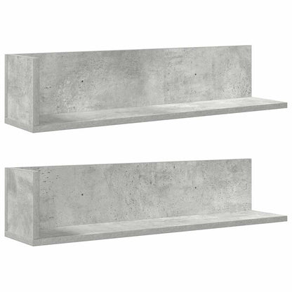 vidaXL Étagères murales 2 pcs Gris béton 75x16,5x16,5 cm Bois d'ingénierie