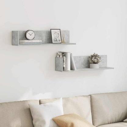 vidaXL Étagères murales 2 pcs Gris béton 75x16,5x16,5 cm Bois d'ingénierie