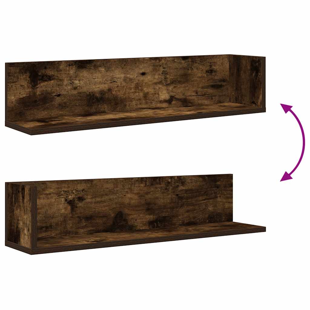 vidaXL Wandregale 2 Stk. Räuchereiche 75x16,5x16,5 cm Holzwerkstoff