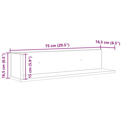 vidaXL Wandregale 2 Stk. Räuchereiche 75x16,5x16,5 cm Holzwerkstoff