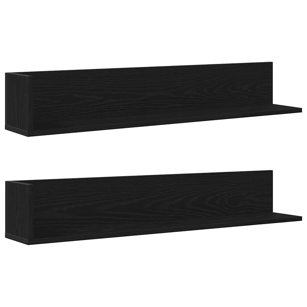 vidaXL Wandregale 2 Stk. Schwarz 100x16,5x16,5 cm Holzwerkstoff