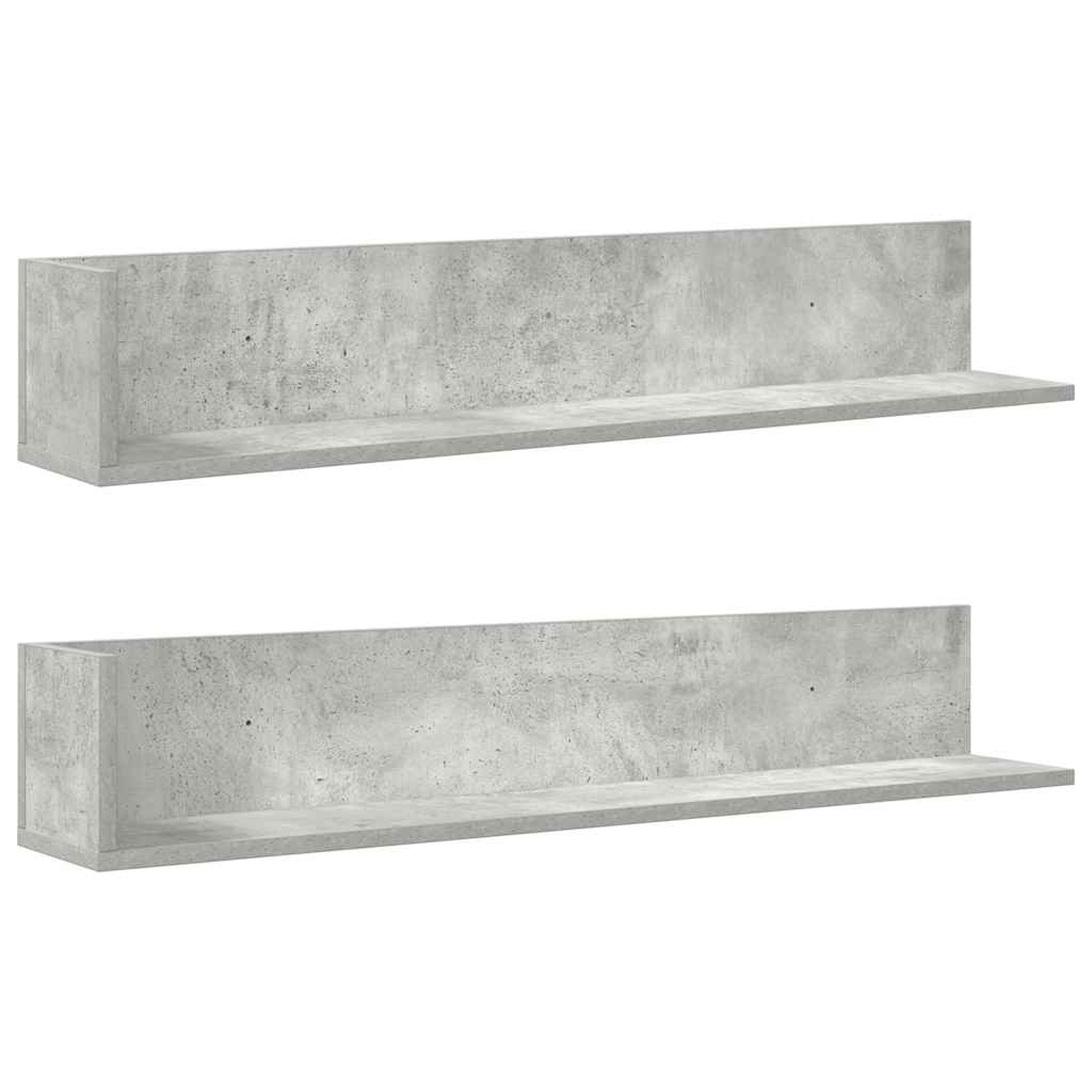 vidaXL Wandregale 2 Stk. Betongrau 100x16,5x16,5 cm Holzwerkstoff