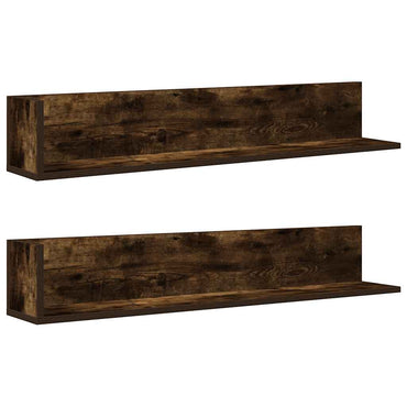 vidaXL Étagères murales 2 pcs Chêne fumé 100x16,5x16,5 cm Bois d'ingénierie