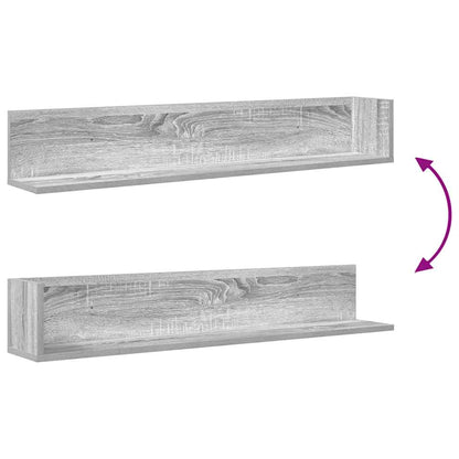 vidaXL Étagères murales 2 pcs Gris Sonoma 100x16,5x16,5 cm Bois d'ingénierie