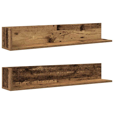 vidaXL Étagères murales 2 pcs Aspect bois vieilli 100x16,5x16,5 cm Bois d'ingénierie