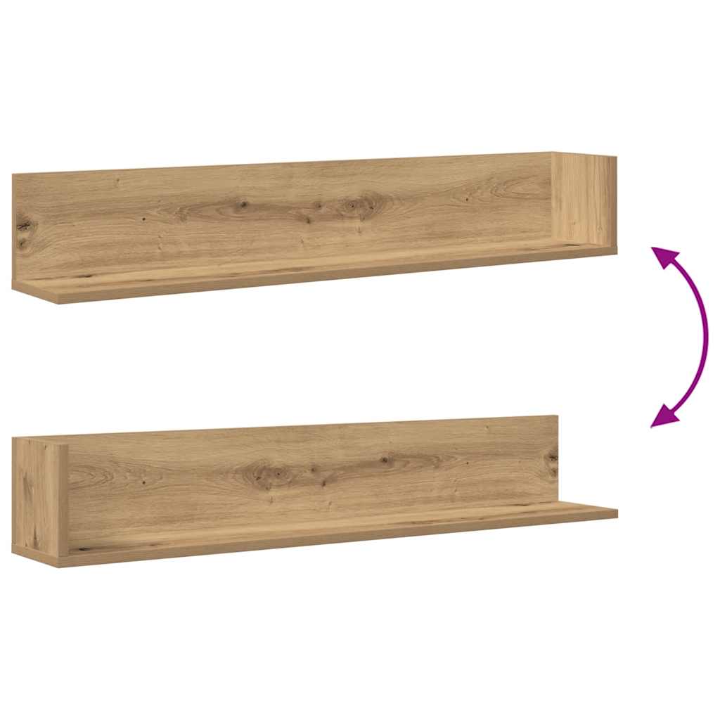vidaXL Étagères murales 2 pcs Chêne Artisan 100x16,5x16,5 cm Bois d'ingénierie