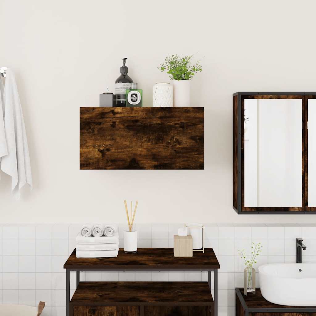 vidaXL Meuble haut de salle de bain chêne fumé 60x25x30 cm bois d'ingénierie