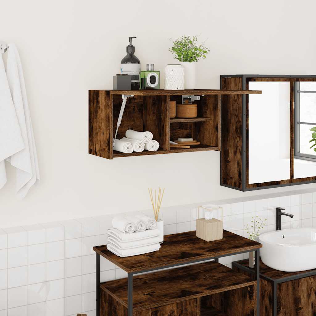 vidaXL Meuble haut de salle de bain chêne fumé 60x25x30 cm bois d'ingénierie