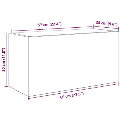 vidaXL Bad-Wandschrank Grau Sonoma 60x25x30 cm Holzwerkstoff