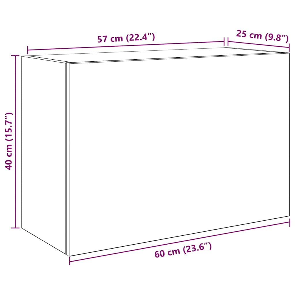 vidaXL Bad-Wandschrank Schwarz 60x25x40 cm Holzwerkstoff