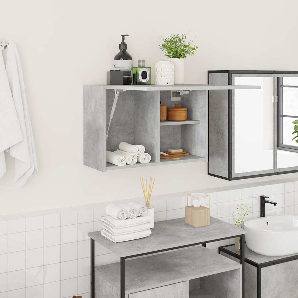 vidaXL Meuble haut de salle de bain gris béton 60x25x40 cm en bois d'ingénierie