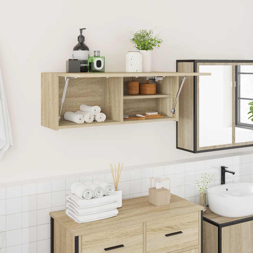 vidaXL Bad-Wandschrank Sonoma-Eiche 80x25x30 cm Holzwerkstoff
