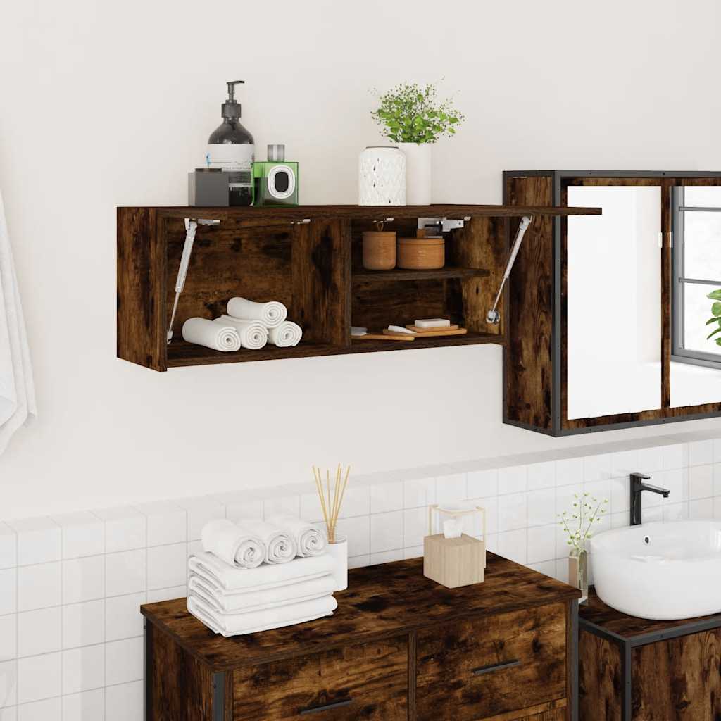 vidaXL Bad-Wandschrank Räuchereiche 80x25x30 cm Holzwerkstoff