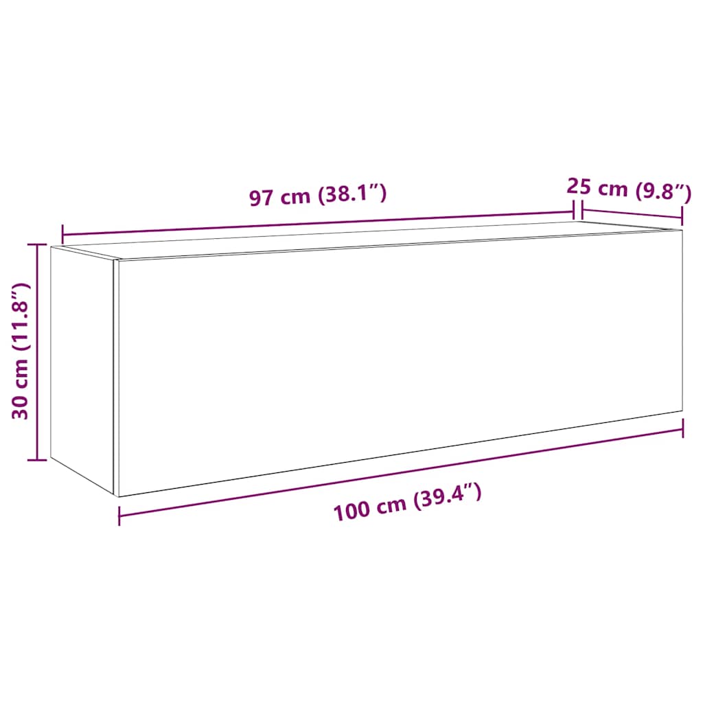 vidaXL Bad-Wandschrank Sonoma-Eiche 100x25x30 cm Holzwerkstoff