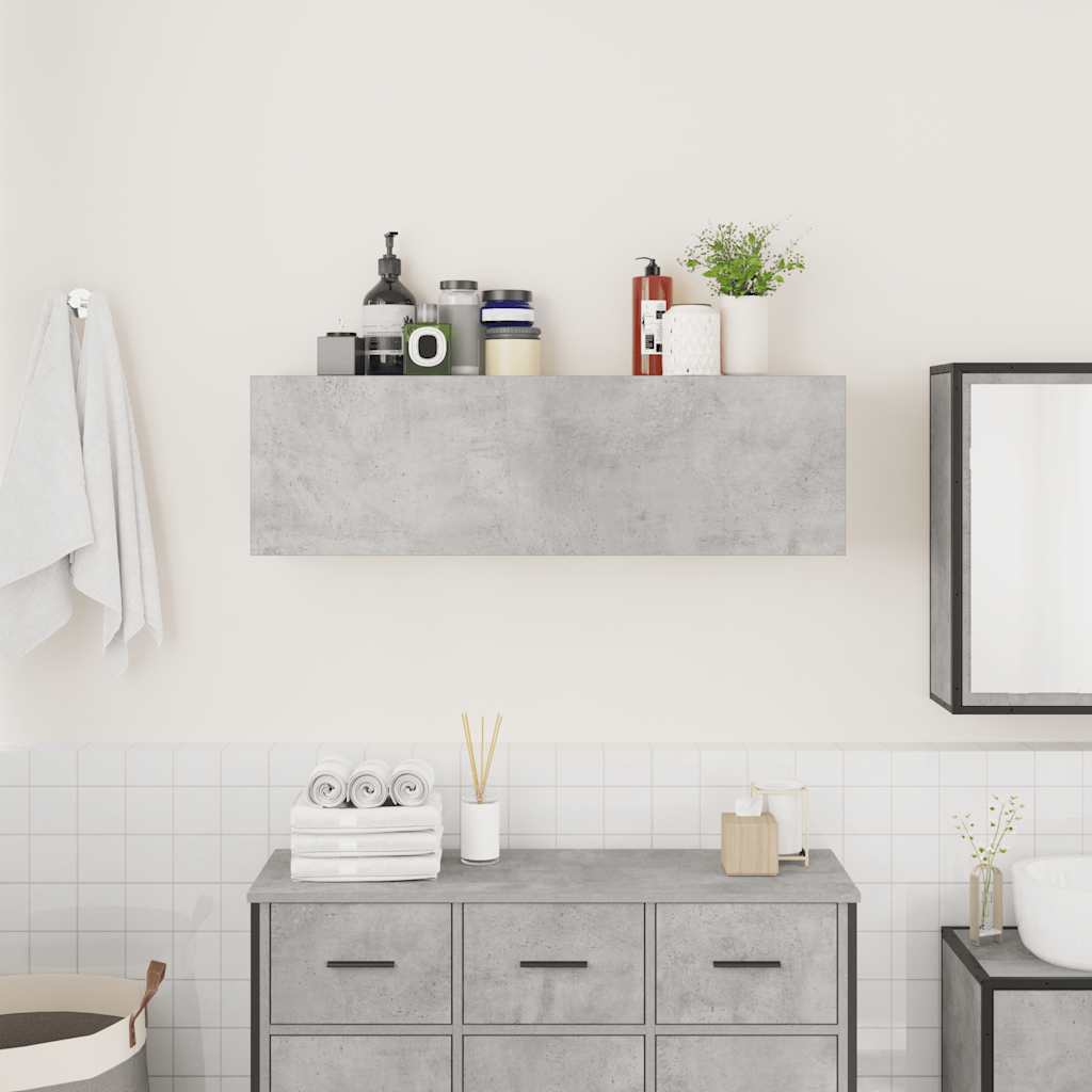 vidaXL Bad-Wandschrank Betongrau 100x25x30 cm Holzwerkstoff