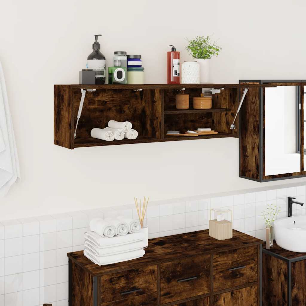 vidaXL Armoire murale de salle de bain chêne fumé 100x25x30 cm bois d'ingénierie