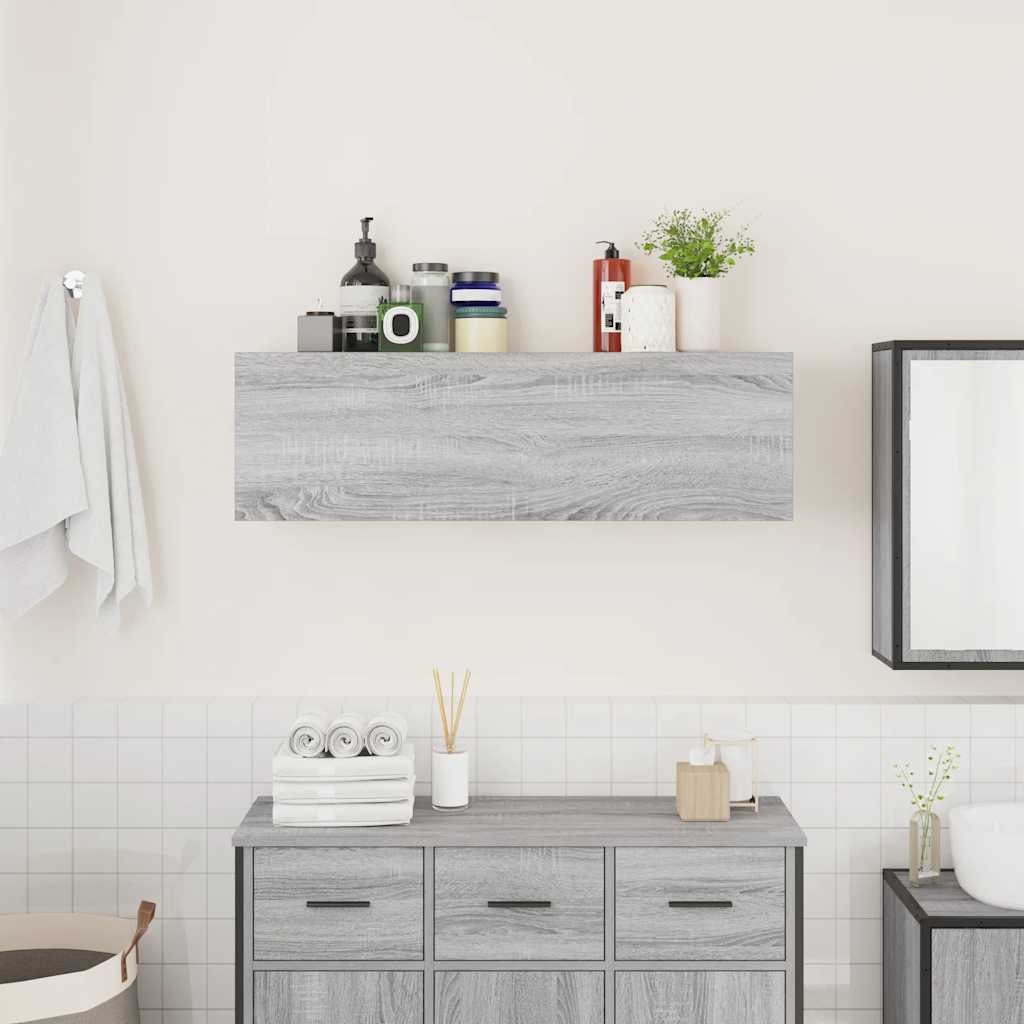 vidaXL Bad-Wandschrank Grau Sonoma 100x25x30 cm Holzwerkstoff