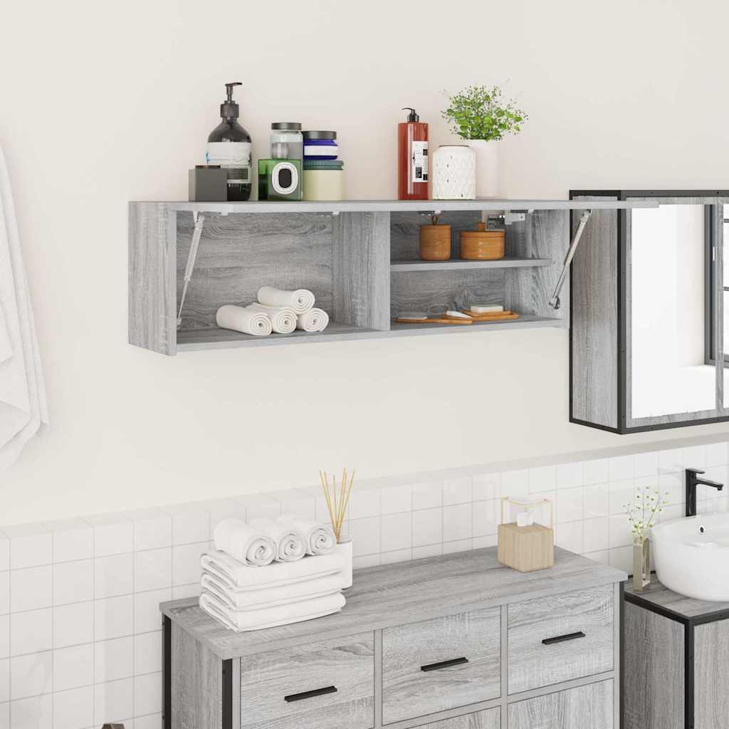 vidaXL Bad-Wandschrank Grau Sonoma 100x25x30 cm Holzwerkstoff