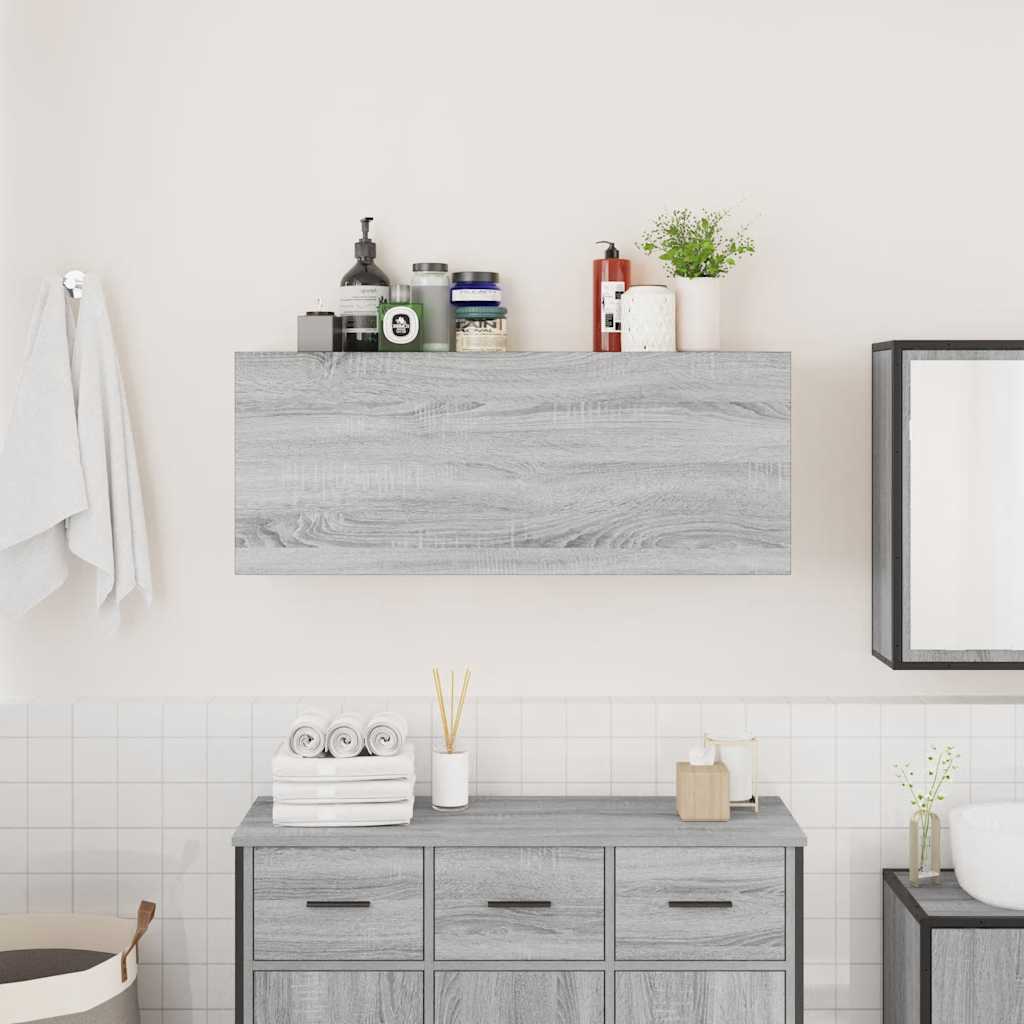 vidaXL Bad-Wandschrank Grau Sonoma 100x25x40 cm Holzwerkstoff