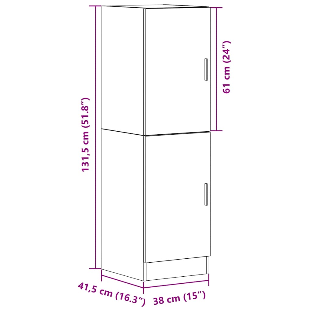 vidaXL Küchenschrank Betongrau 38x41,5x131,5 cm Holzwerkstoff