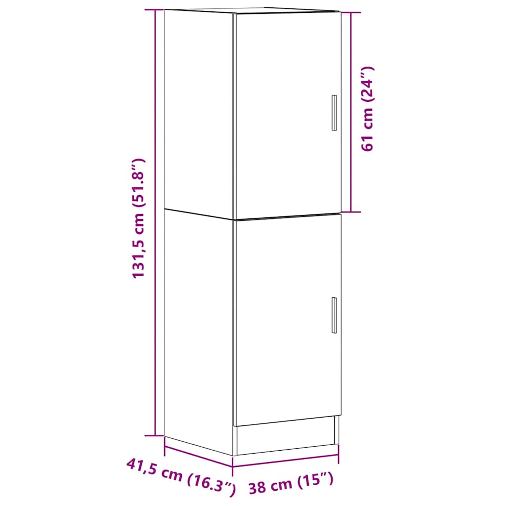 vidaXL Küchenschrank Räuchereiche 38x41,5x131,5 cm Holzwerkstoff