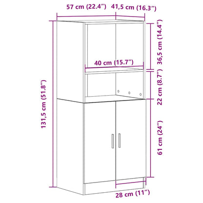 vidaXL Küchenschrank Weiß 57x41,5x131,5 cm Holzwerkstoff
