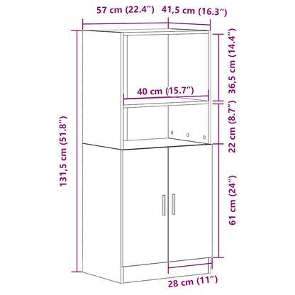 vidaXL Küchenschrank Betongrau 57x41,5x131,5 cm Holzwerkstoff