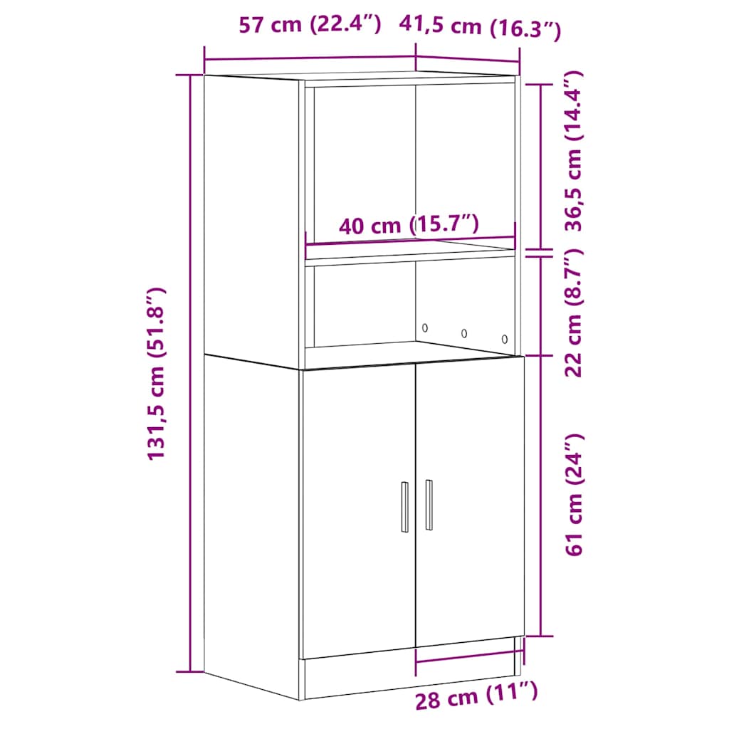 vidaXL Küchenschrank Altholz-Optik 57x41,5x131,5 cm Holzwerkstoff