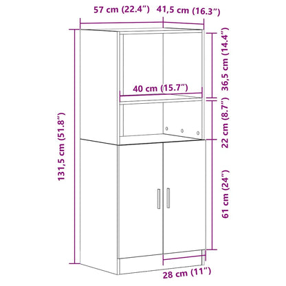 vidaXL Küchenschrank Altholz-Optik 57x41,5x131,5 cm Holzwerkstoff
