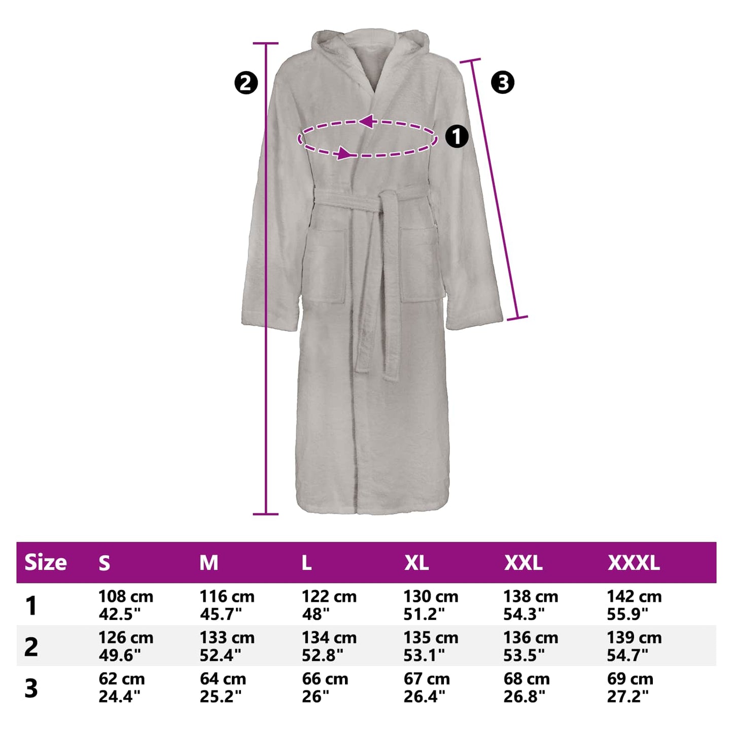 Bademantel KINN Grau XL Baumwolle