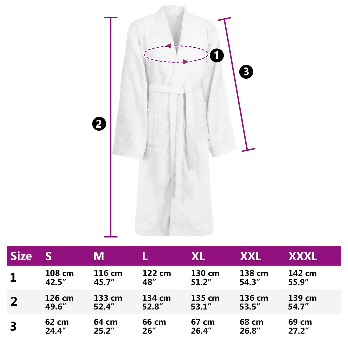 Bademantel KINN Weiß L Baumwolle