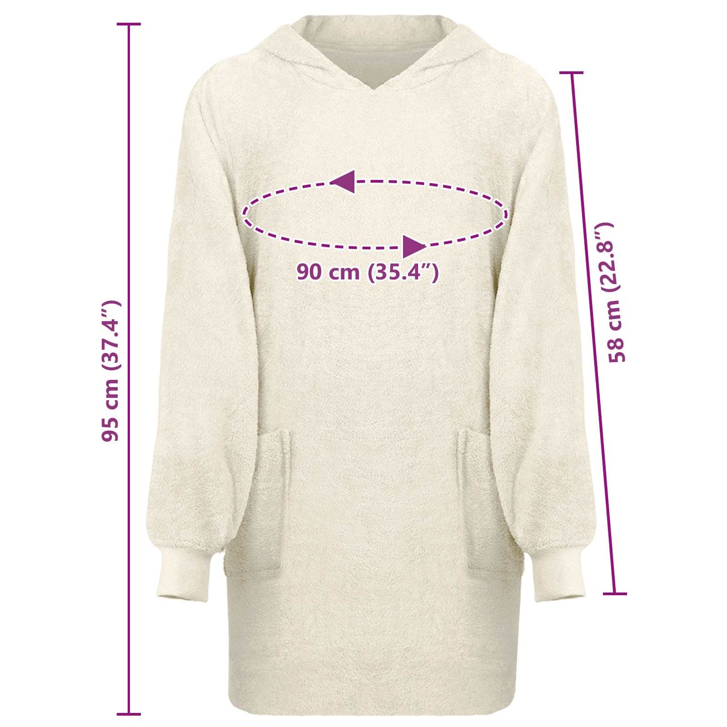 Decken-Hoodie KINN Creme L Baumwolle