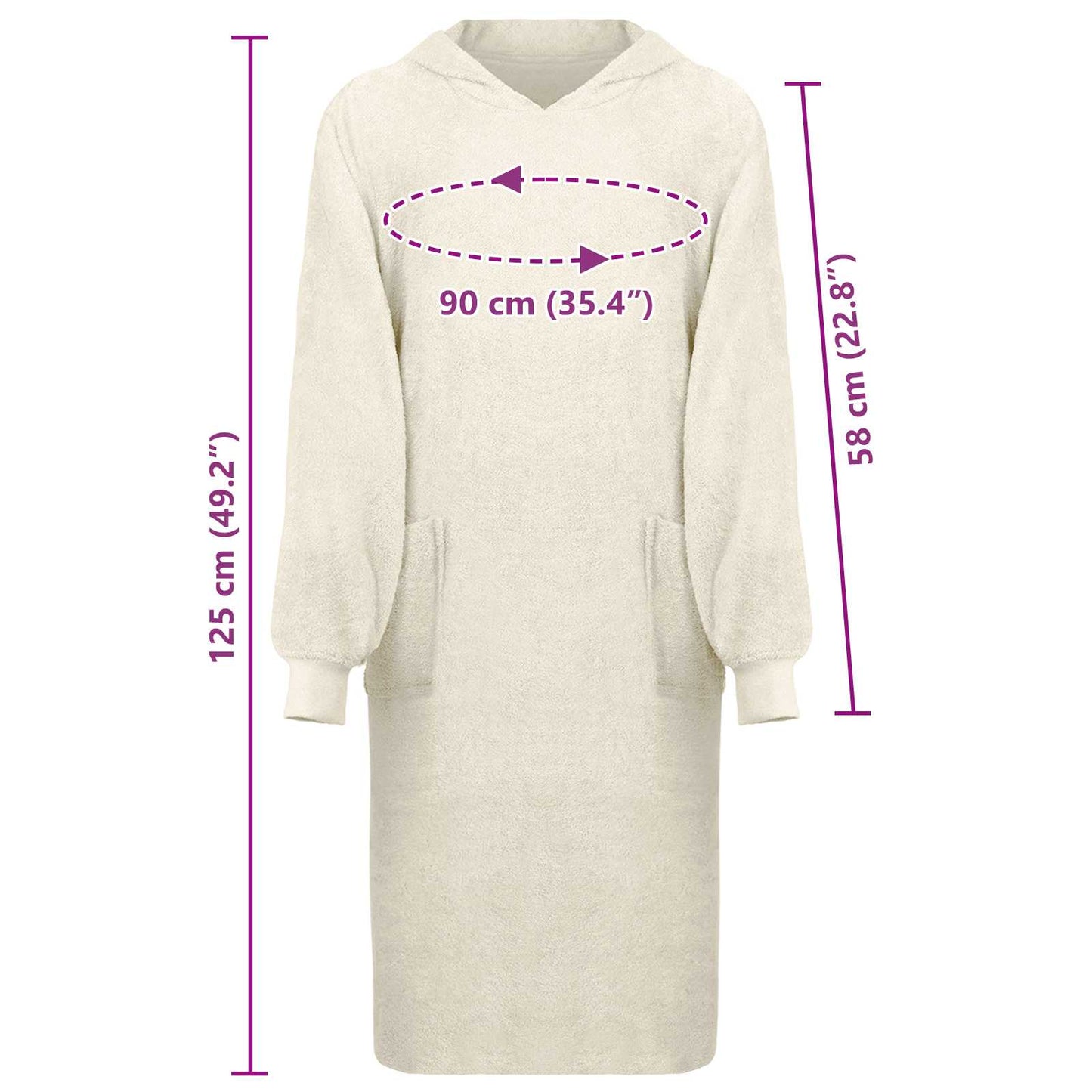 Decken-Hoodie KINN Creme XL Baumwolle