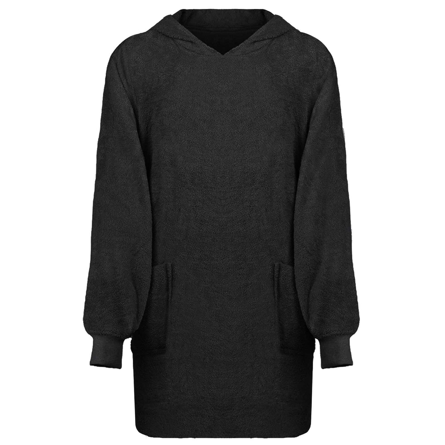 Decken-Hoodie KINN Schwarz L Baumwolle