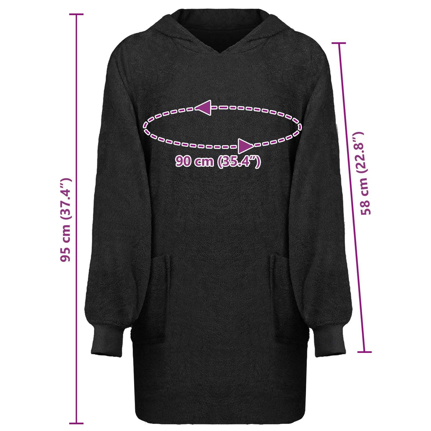 Decken-Hoodie KINN Schwarz L Baumwolle