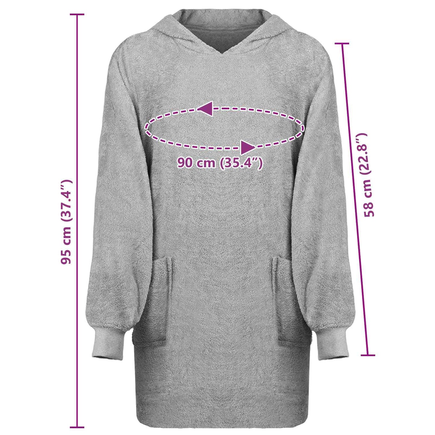 Decken-Hoodie KINN Grau L Baumwolle