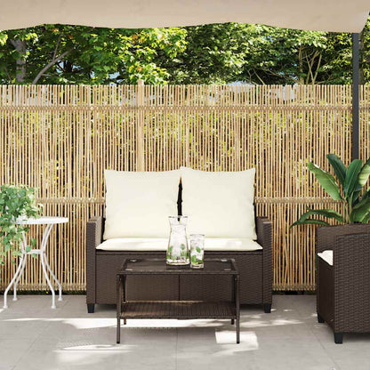 vidaXL Canapé de jardin 2 places avec coussins et table Marron Résine tressée