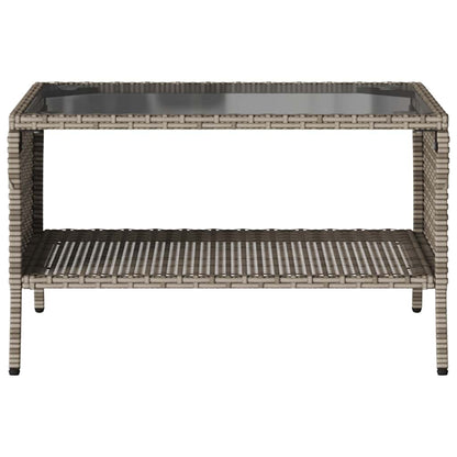 vidaXL Gartensofa 2-Sitzer mit Kissen & Tisch Grau Poly Rattan
